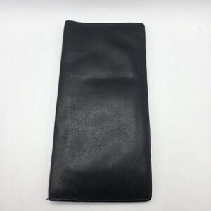 Mens Black Leather Long Secretary Wallet Slim Bifold Card Holder Organizer